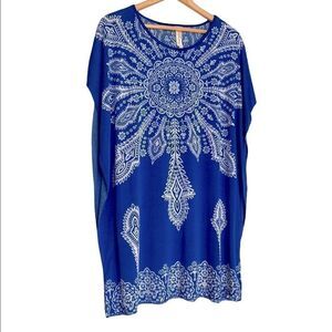 Cristina Love Blue Boho Poncho Dress Size Medium
